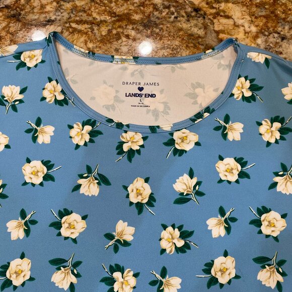 Draper James x Lands' End Blue Magnolia Rash Guard - Large 14/16 - Picture 9 of 11